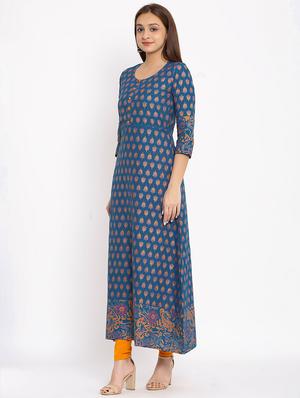 printed a-line kurta - 17714958 - Standard Image - 2
