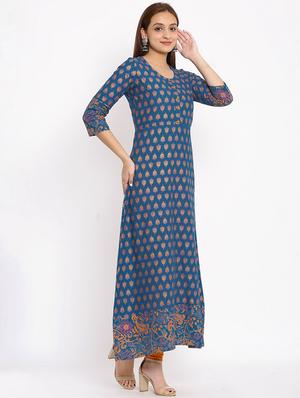 printed a-line kurta - 17714958 - Standard Image - 3