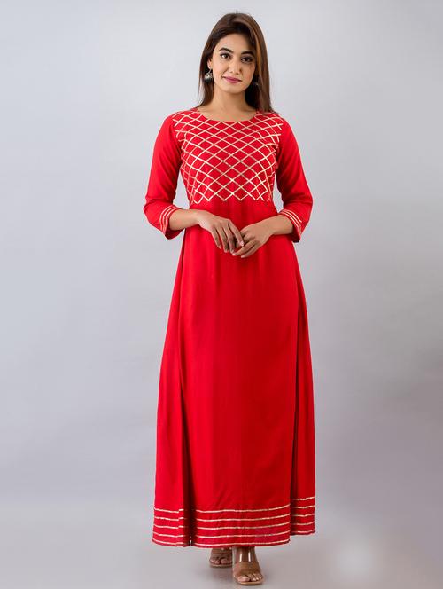 solid a-line ethnic dress - 17714966 - Standard Image - 1