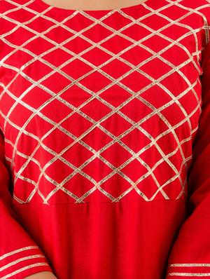 solid a-line ethnic dress - 17714966 - Standard Image - 5