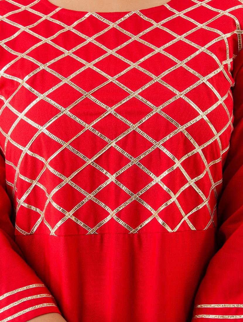 solid a-line ethnic dress - 17714966 - Zoom Image - 5