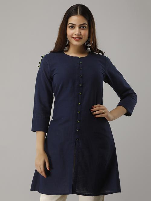 solid a-line kurti - 17714979 - Standard Image - 1