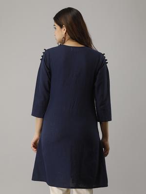 solid a-line kurti - 17714979 - Standard Image - 3