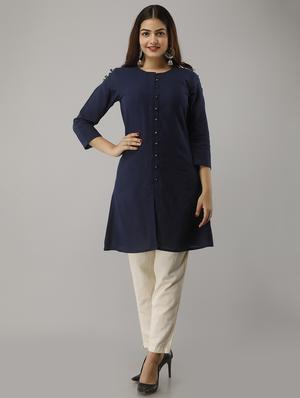 solid a-line kurti - 17714979 - Standard Image - 4