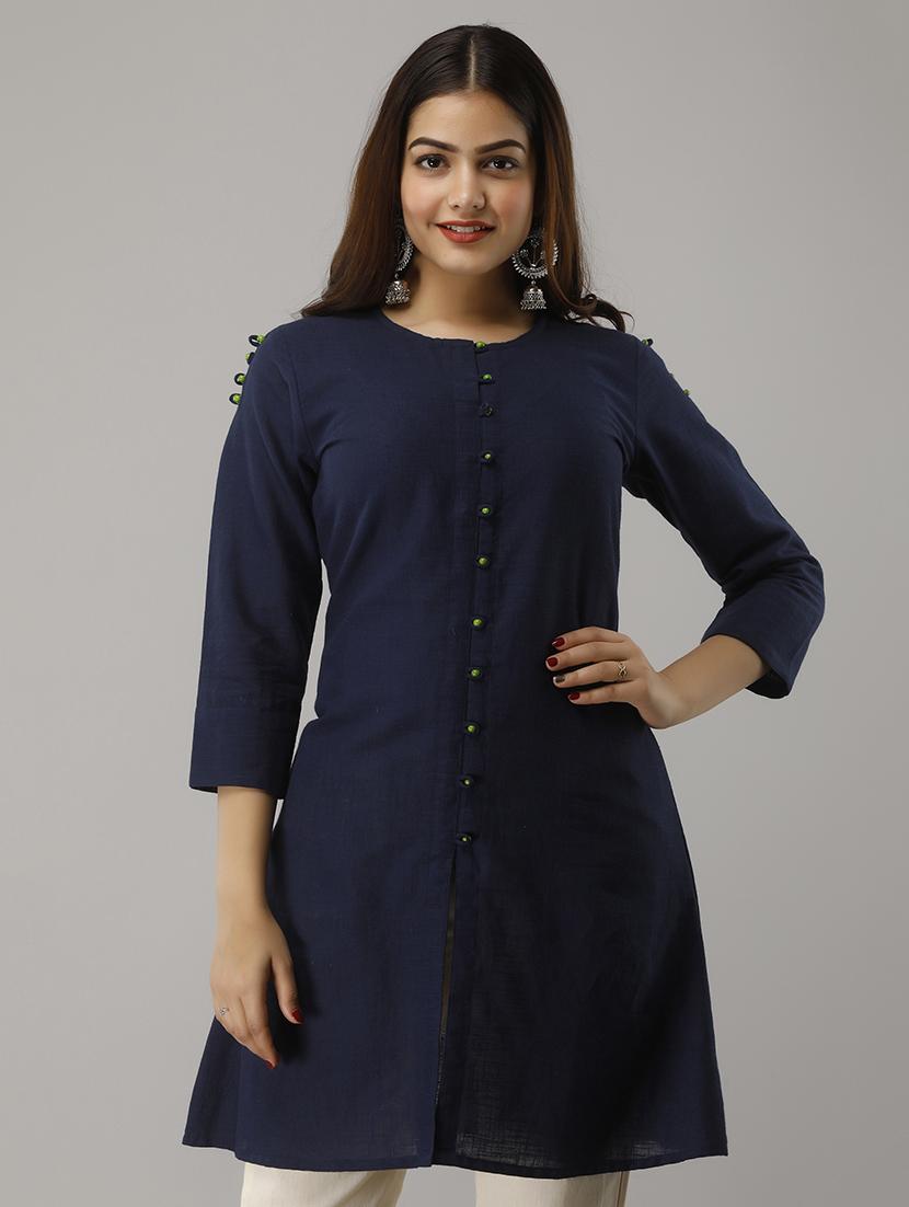 solid a-line kurti - 17714979 - Zoom Image - 1