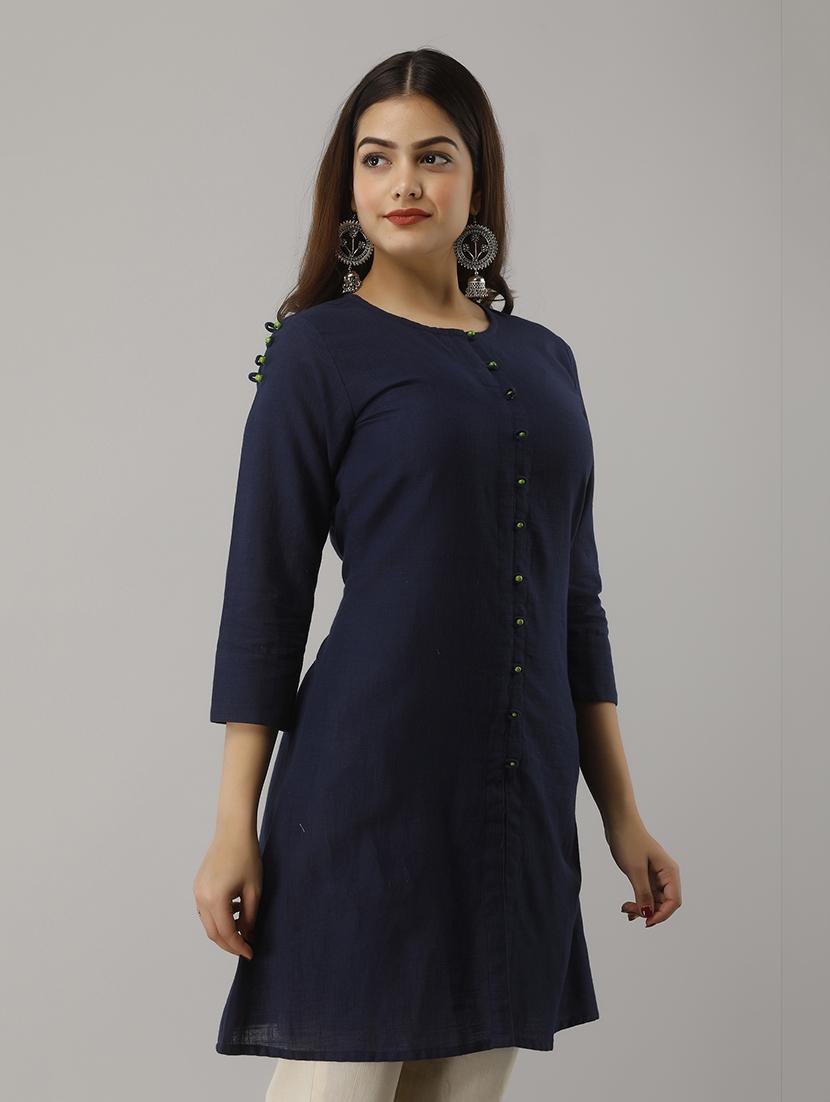 solid a-line kurti - 17714979 - Zoom Image - 2