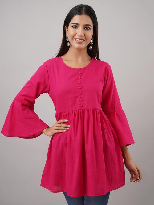 bell sleeved solid tunic - 17714980 - Standard Image - 1