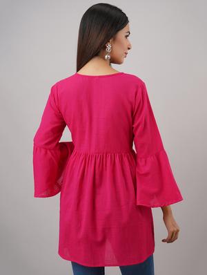 bell sleeved solid tunic - 17714980 - Standard Image - 3