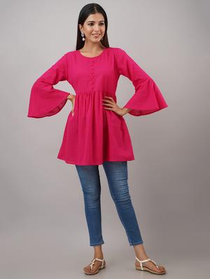 bell sleeved solid tunic - 17714980 - Standard Image - 4