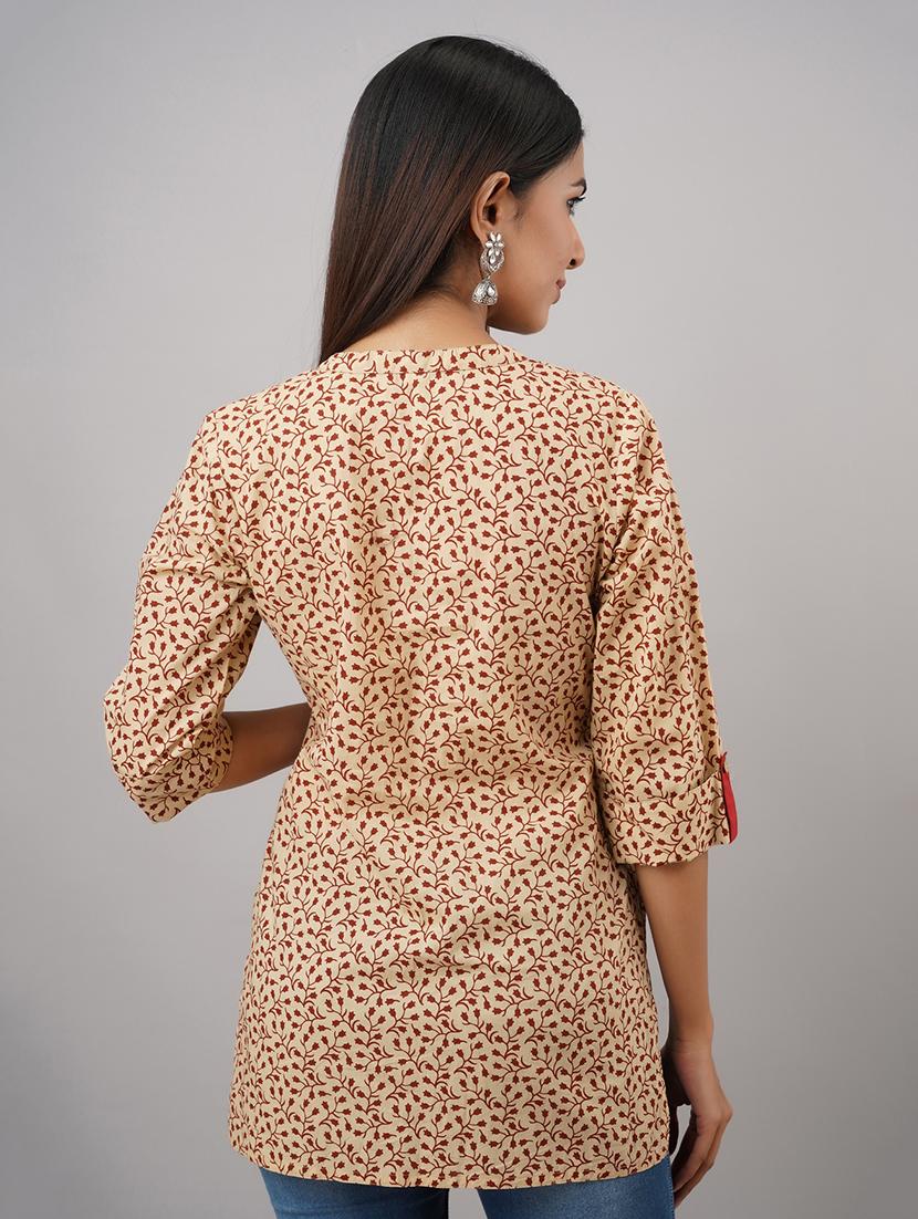 mandarin neck printed tunic - 17714981 - Zoom Image - 3
