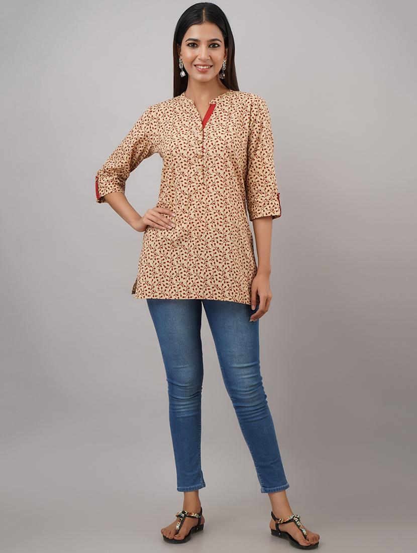mandarin neck printed tunic - 17714981 - Zoom Image - 4