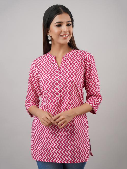 mandarin neck chevron tunic - 17714986 - Standard Image - 1