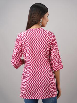 mandarin neck chevron tunic - 17714986 - Standard Image - 3