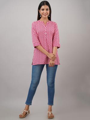mandarin neck chevron tunic - 17714986 - Standard Image - 4