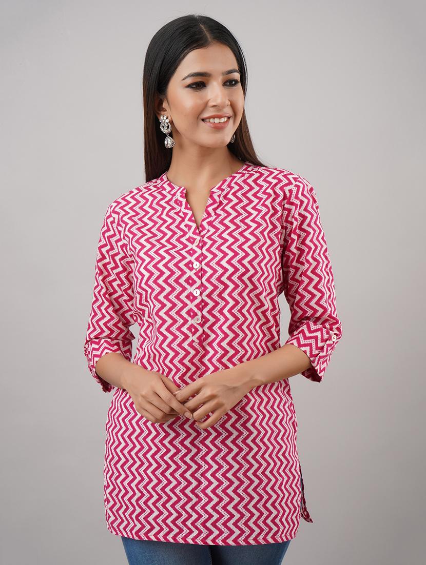 mandarin neck chevron tunic - 17714986 - Zoom Image - 1