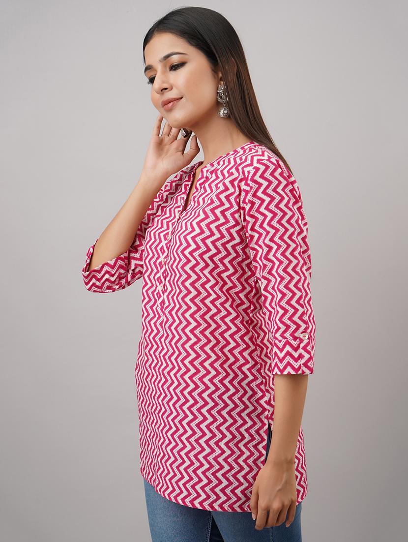 mandarin neck chevron tunic - 17714986 - Zoom Image - 2