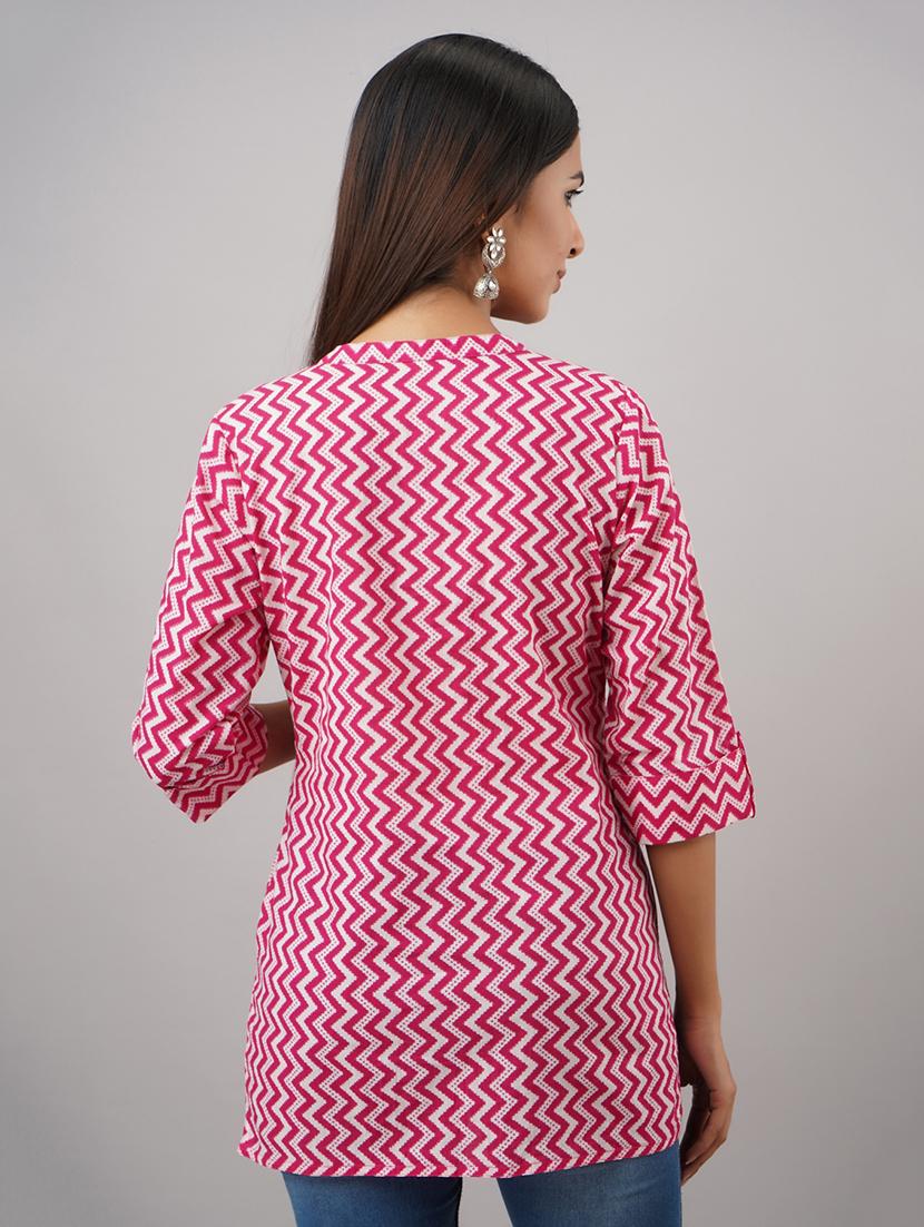 mandarin neck chevron tunic - 17714986 - Zoom Image - 3