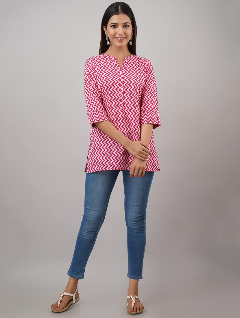 mandarin neck chevron tunic - 17714986 - Zoom Image - 4