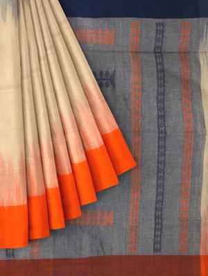 beige khadi handloom saree with blouse - 17714991 - Standard Image - 3