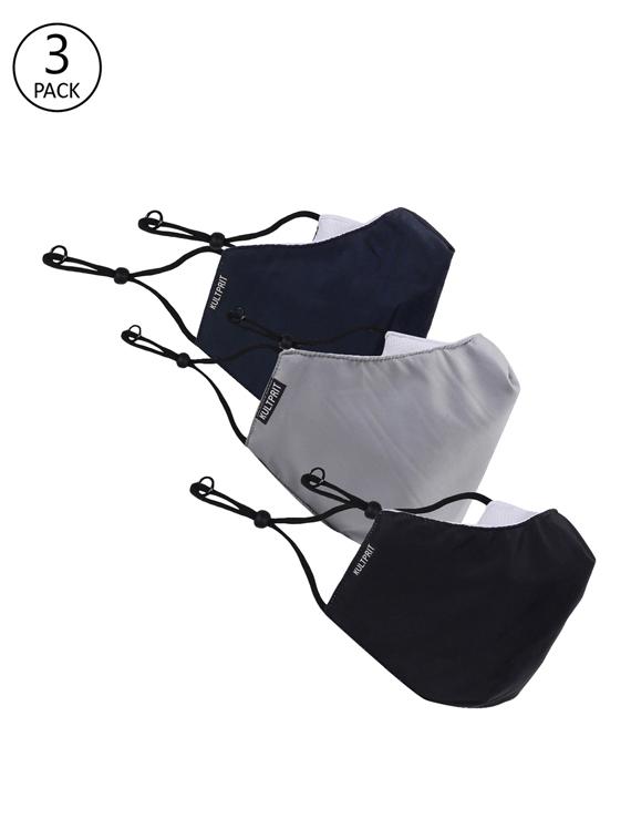 multi colored cotton solid men mask (pack of 3) - 17714994 - Zoom Image - 1