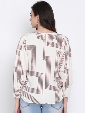 beige viscose regular top - 17715045 - Standard Image - 3