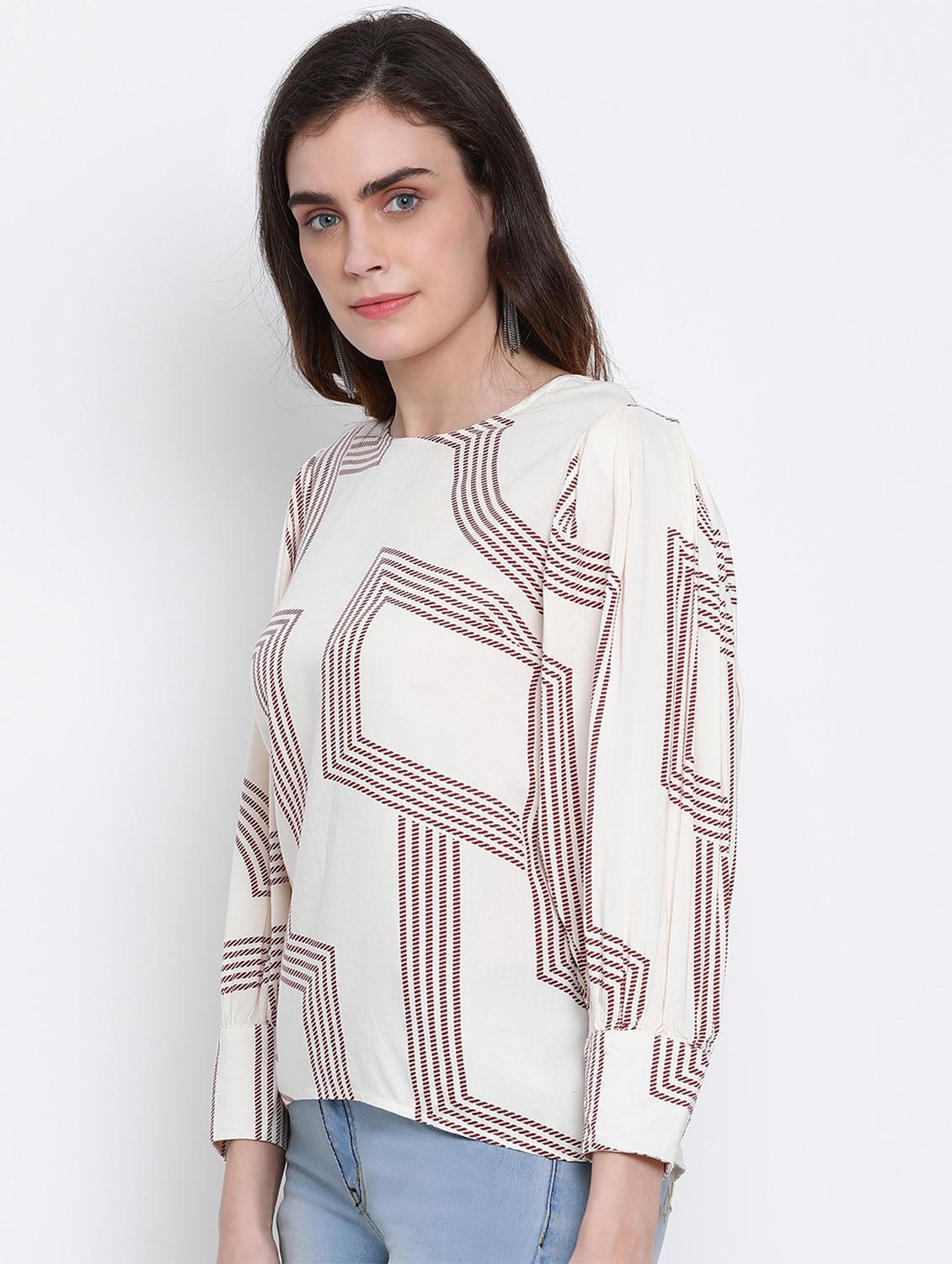beige viscose regular top - 17715045 - Zoom Image - 2
