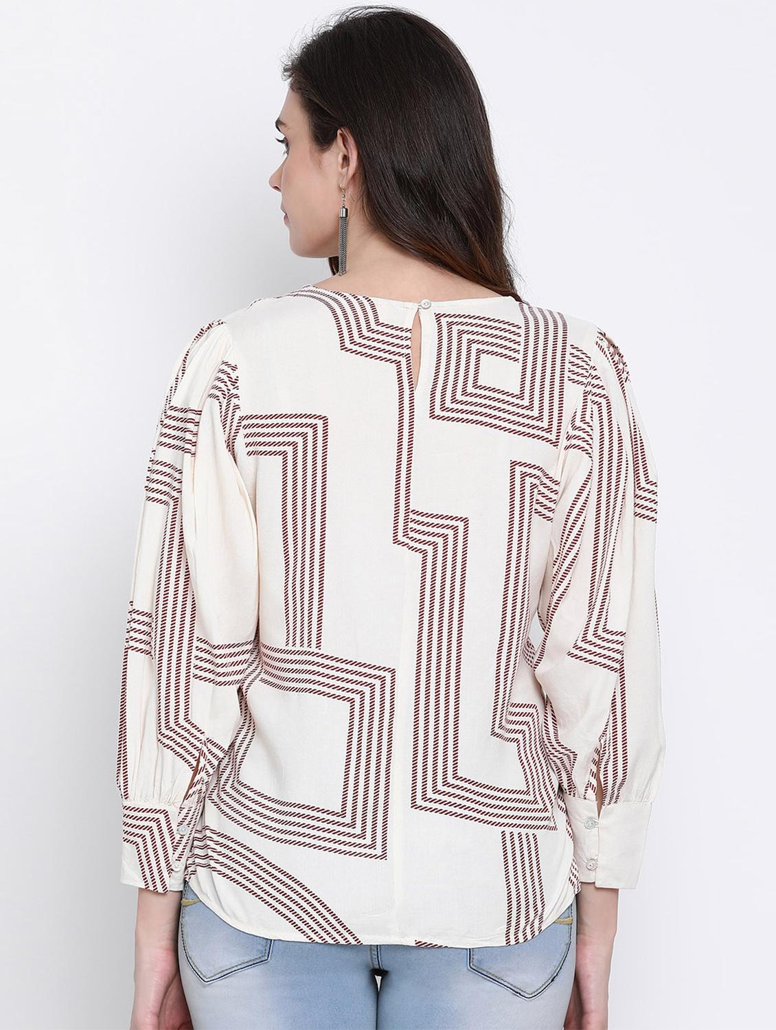 beige viscose regular top - 17715045 - Zoom Image - 3