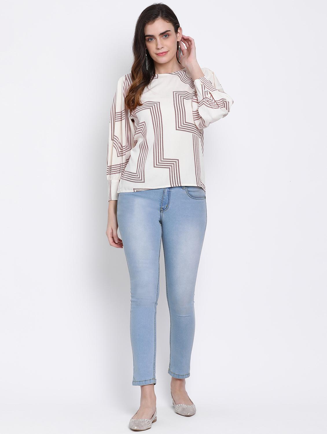 beige viscose regular top - 17715045 - Zoom Image - 4