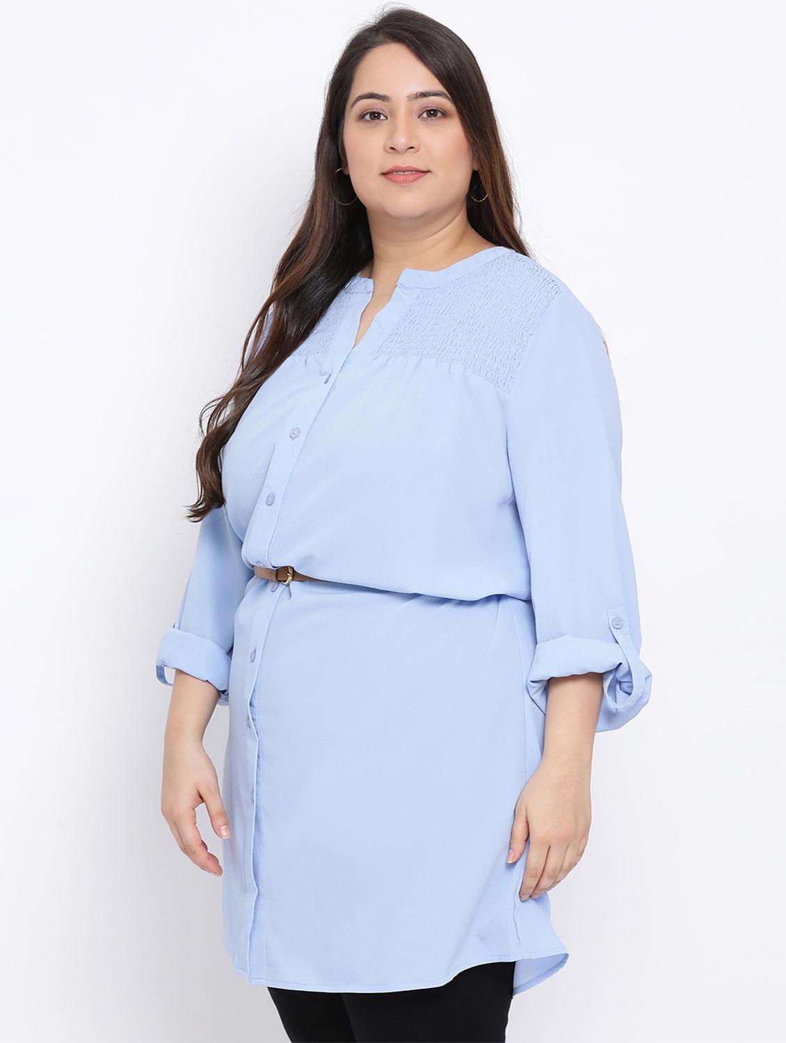 blue polyester regular tunic - 17715060 - Zoom Image - 2