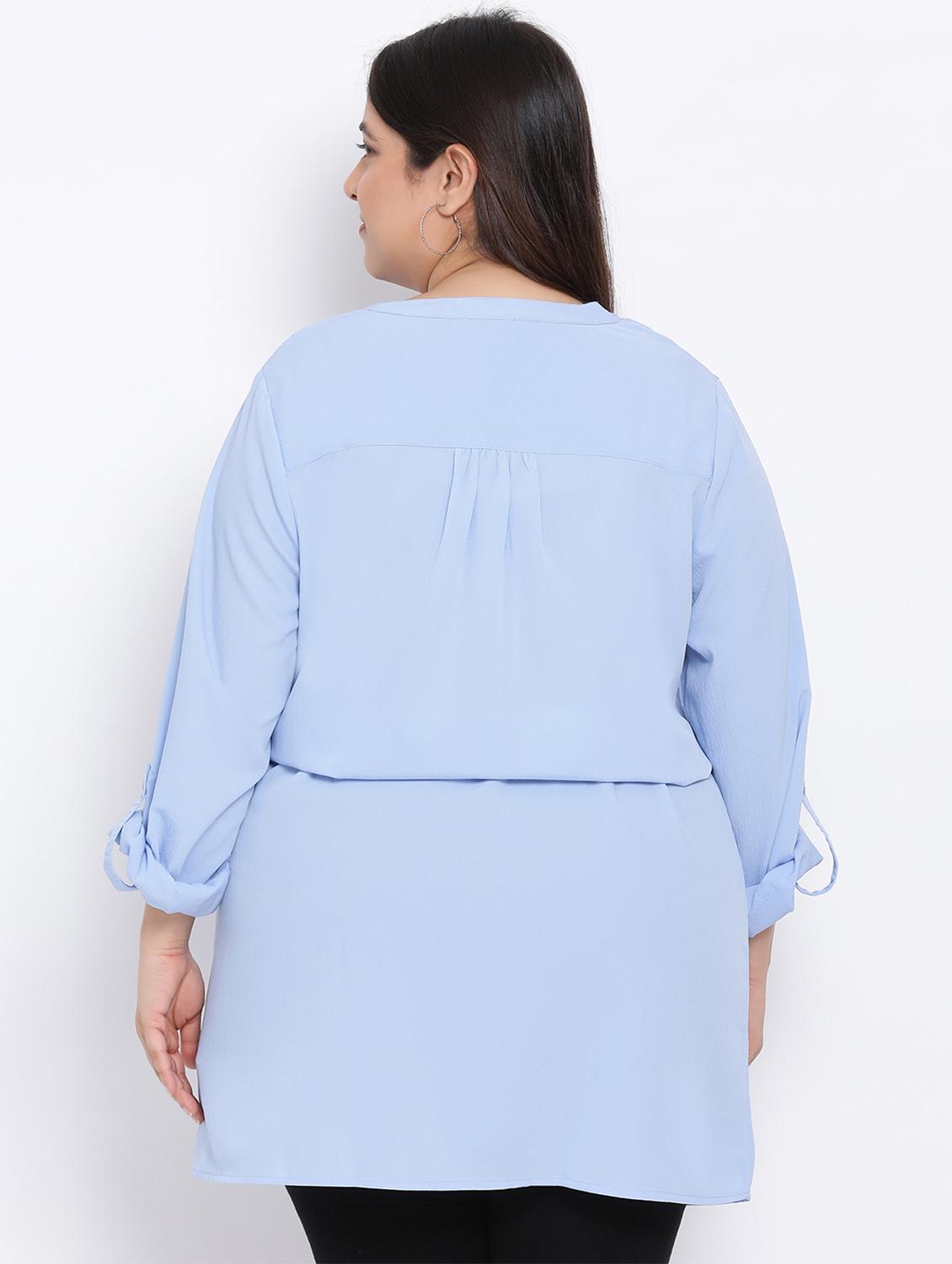 blue polyester regular tunic - 17715060 - Zoom Image - 3