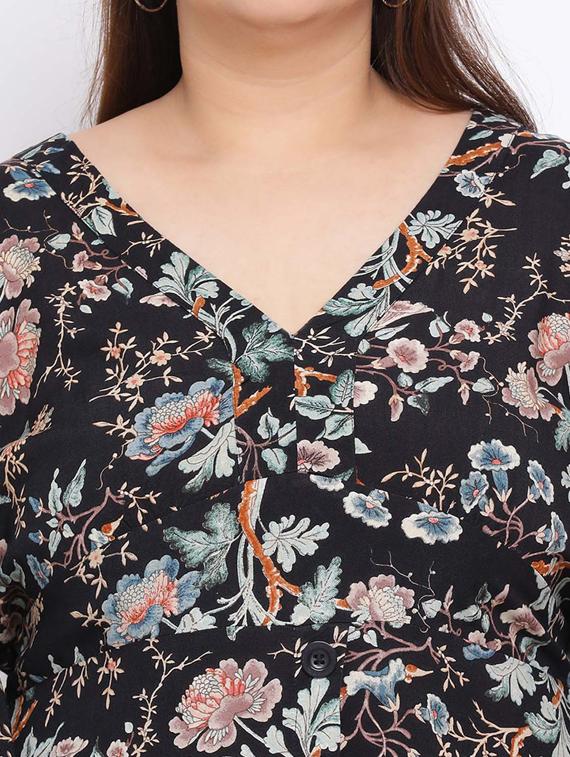 v-neck floral plus dress - 17715084 - Zoom Image - 4