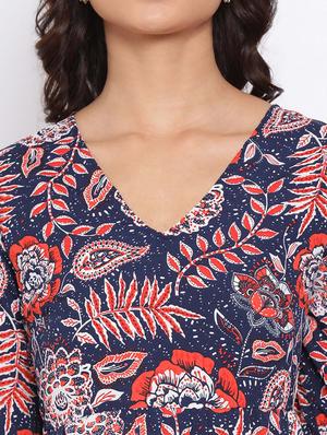 v-neck floral a-line dress - 17715093 - Standard Image - 4