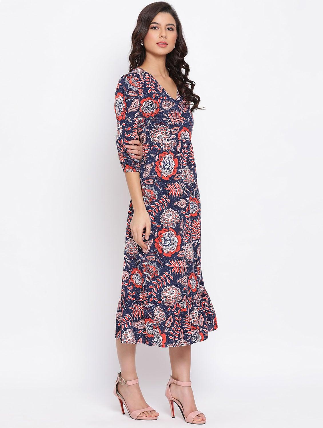 v-neck floral a-line dress - 17715093 - Zoom Image - 2