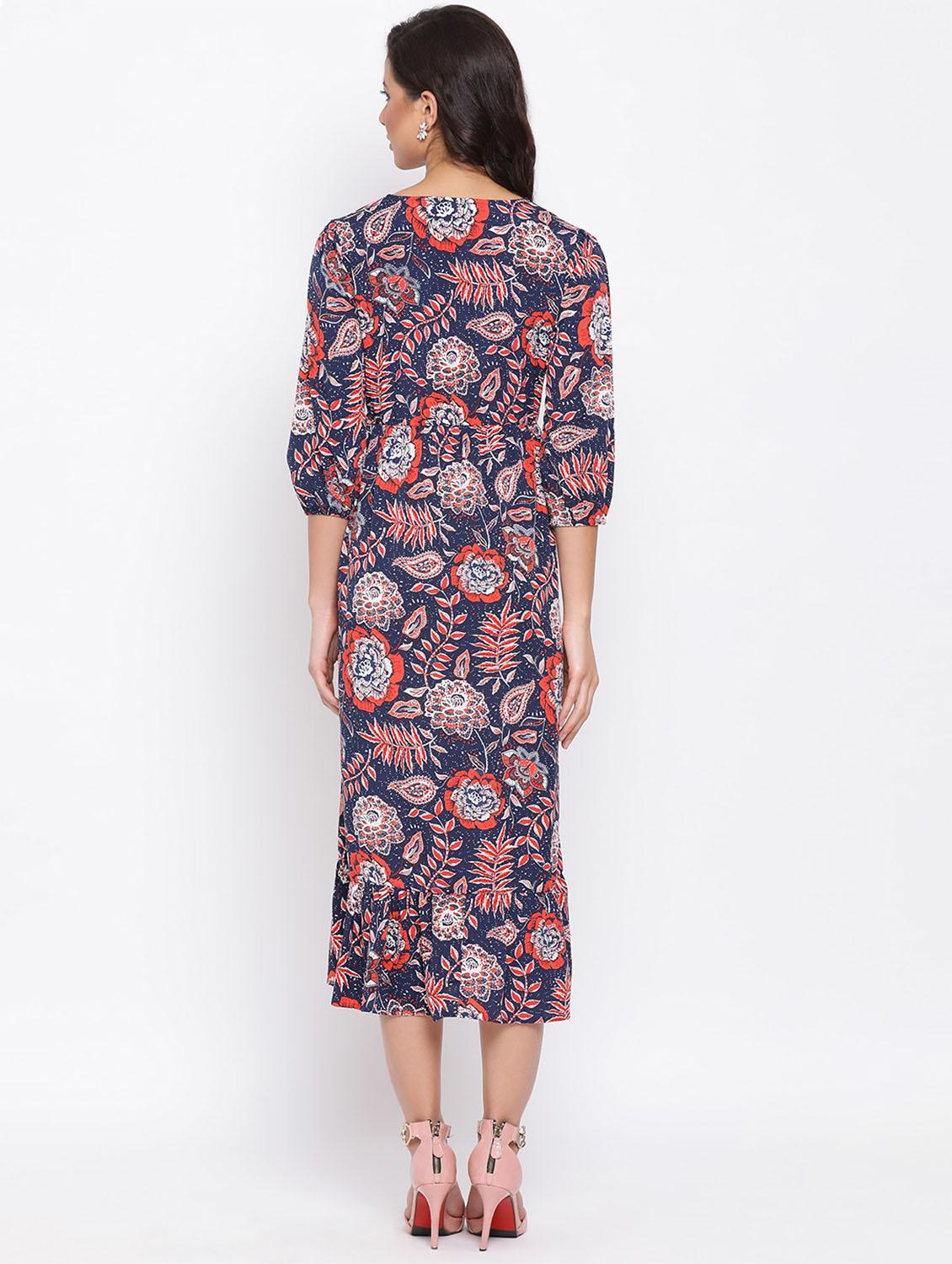 v-neck floral a-line dress - 17715093 - Zoom Image - 3