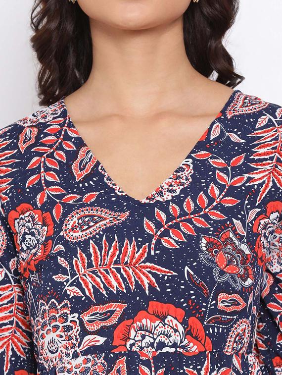 v-neck floral a-line dress - 17715093 - Zoom Image - 4