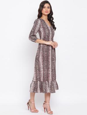 v-neck snake print a-line dress - 17715094 - Standard Image - 2