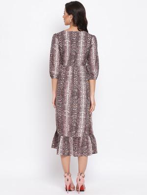 v-neck snake print a-line dress - 17715094 - Standard Image - 3