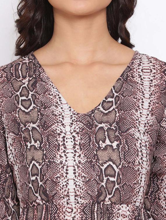 v-neck snake print a-line dress - 17715094 - Zoom Image - 4