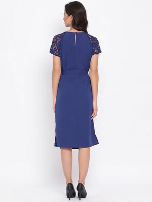 tie front mesh detail a-line dress - 17715096 - Standard Image - 3