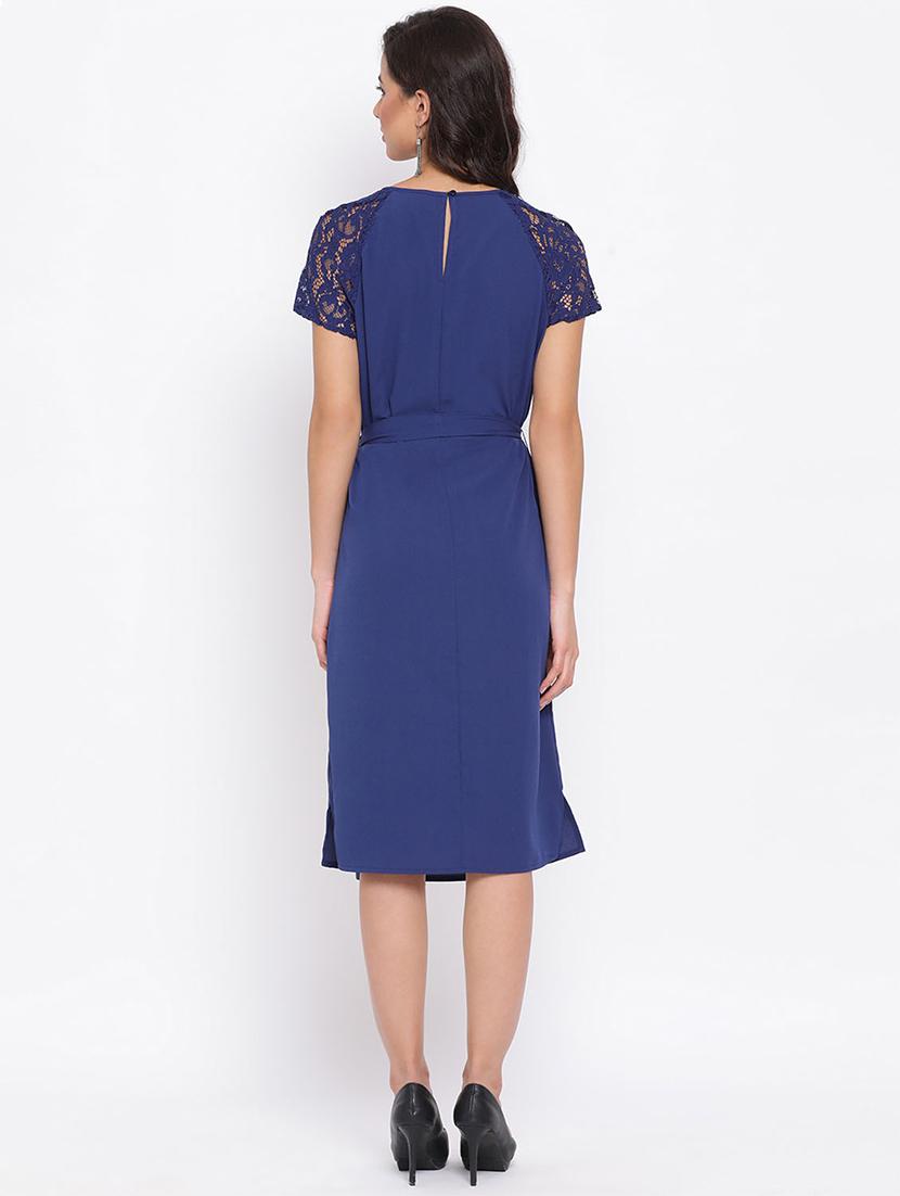 tie front mesh detail a-line dress - 17715096 - Zoom Image - 3