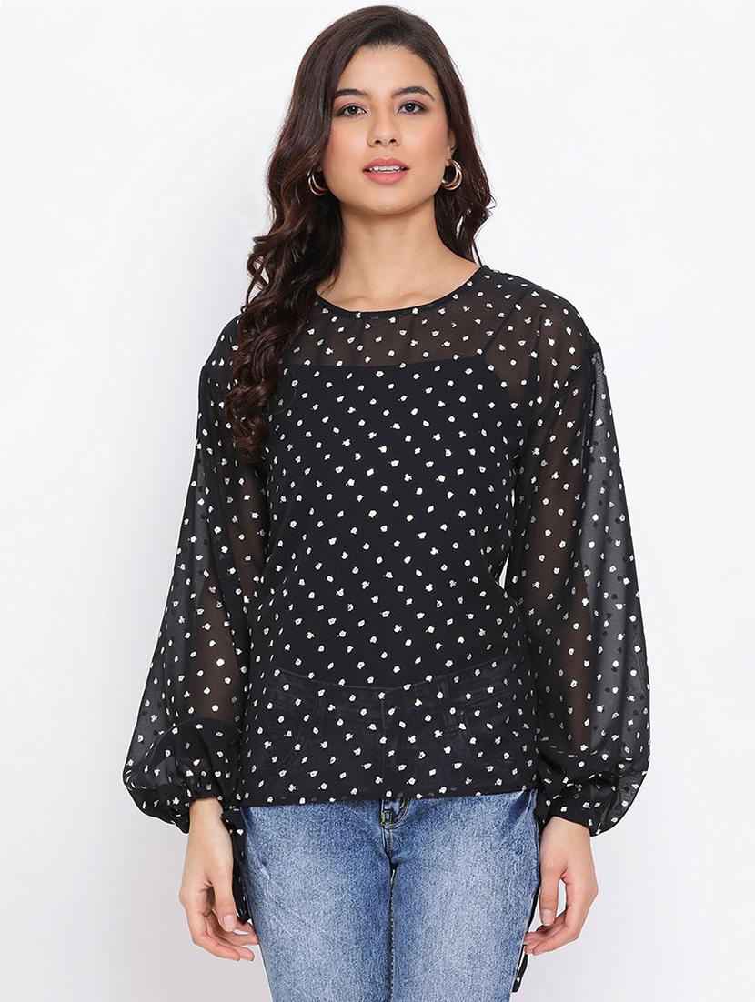 side tie knot sleeved top - 17715106 - Zoom Image - 1