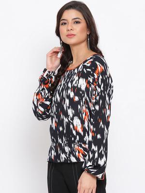 boat neck printed top - 17715115 - Standard Image - 2