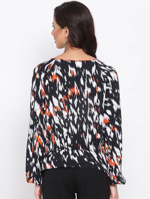 boat neck printed top - 17715115 - Standard Image - 3