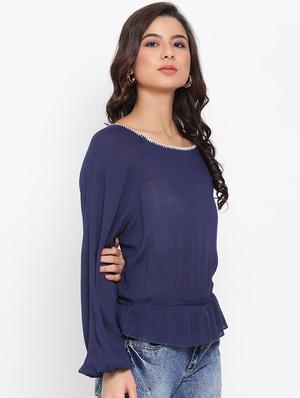 boat neck solid top - 17715116 - Standard Image - 2