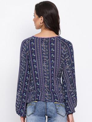 boat neck printed top - 17715117 - Standard Image - 3