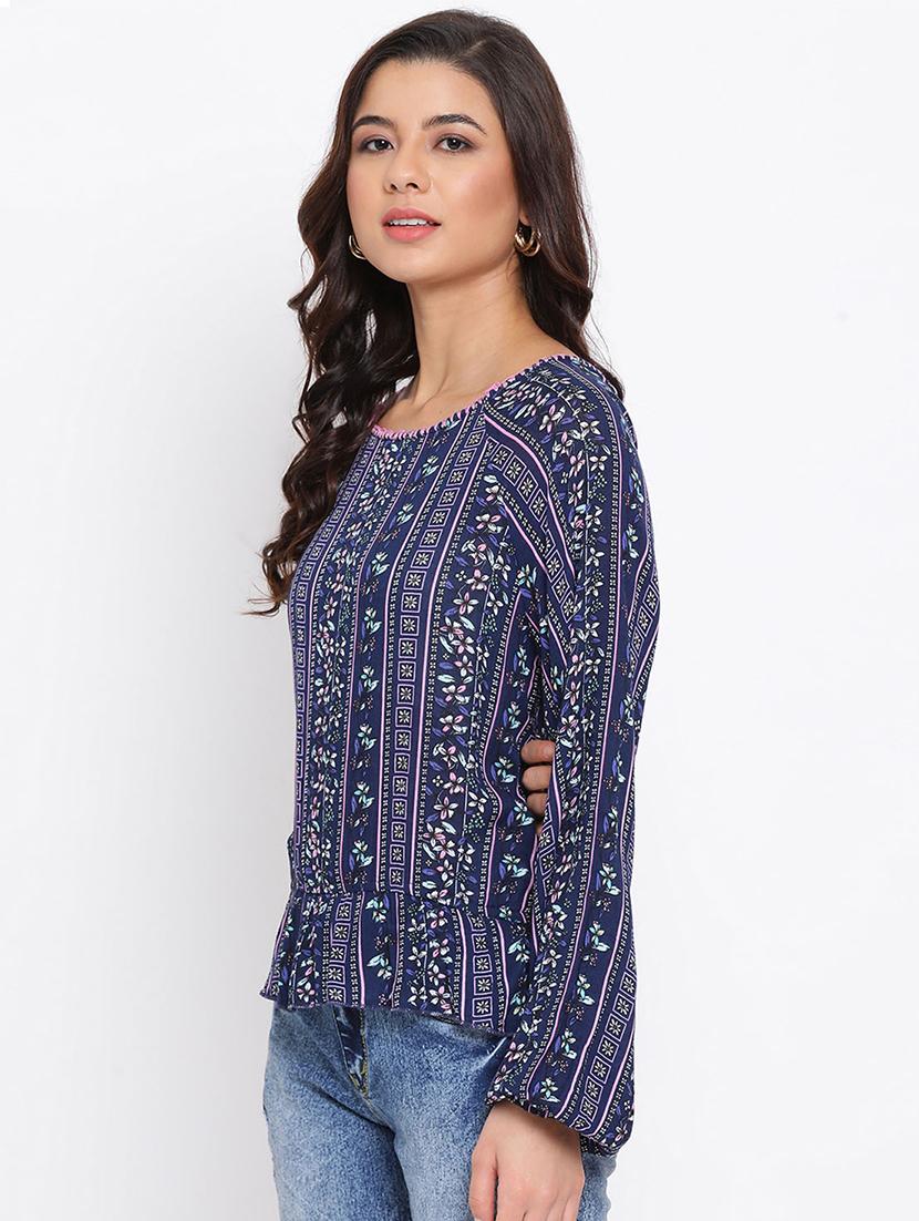 boat neck printed top - 17715117 - Zoom Image - 2