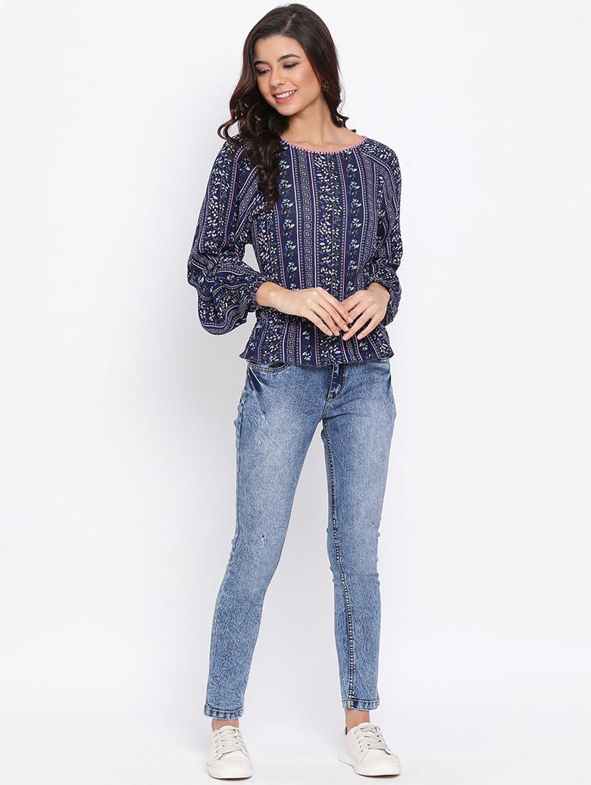 boat neck printed top - 17715117 - Zoom Image - 4
