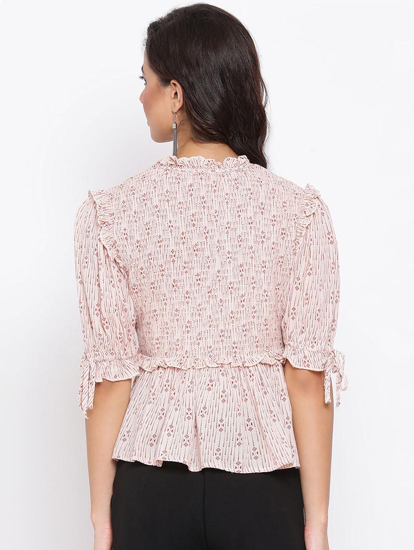 tie up neck peplum top - 17715118 - Zoom Image - 3