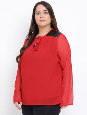 round neck solid plus top - 17715123 - Standard Image - 2