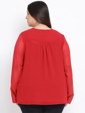 round neck solid plus top - 17715123 - Standard Image - 3